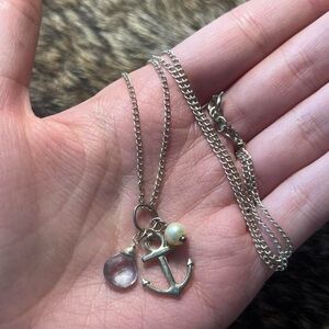 Silver toned loyalty anchor necklace